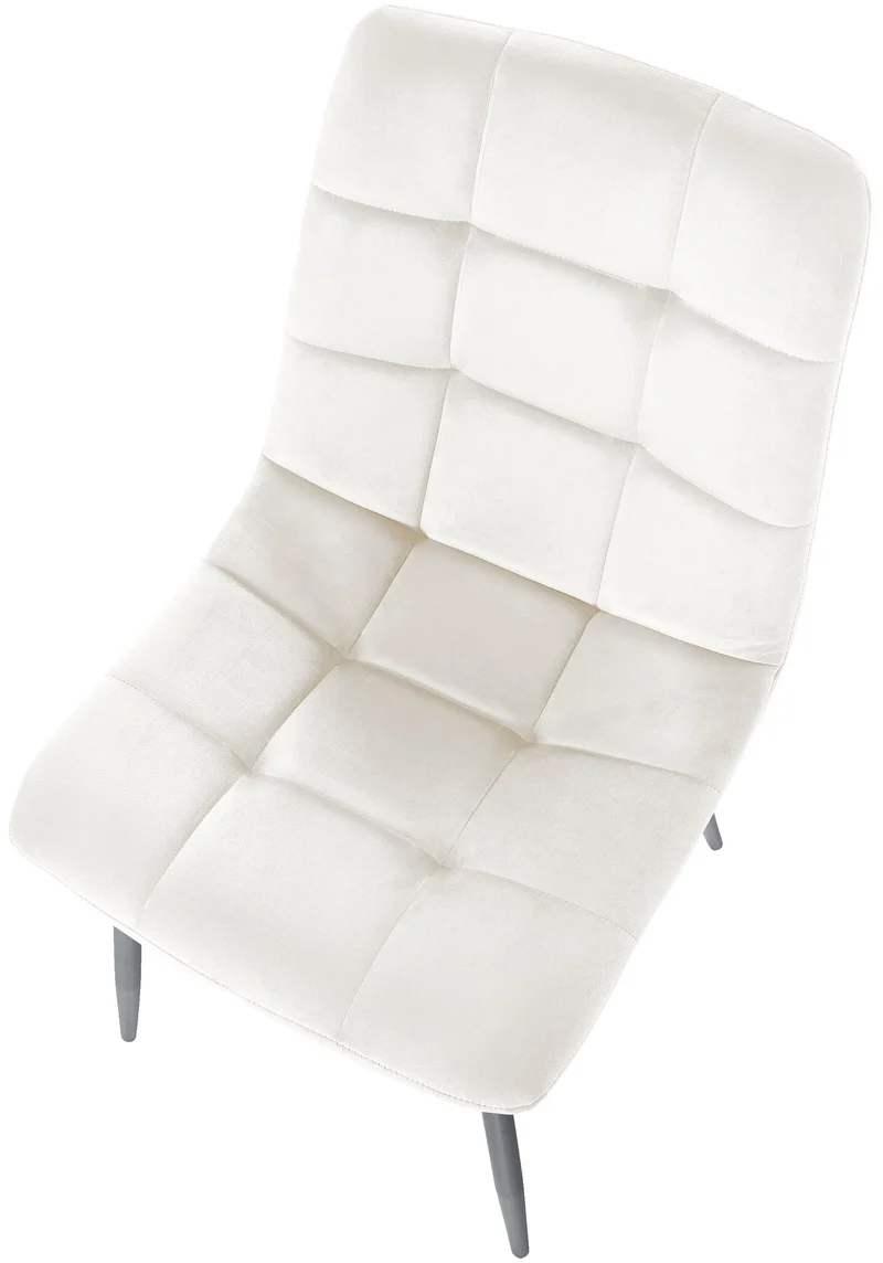 Lot de 4 chaises de salle à manger style moderne et confortable en tissu velours crème et métal noir 10_0001783