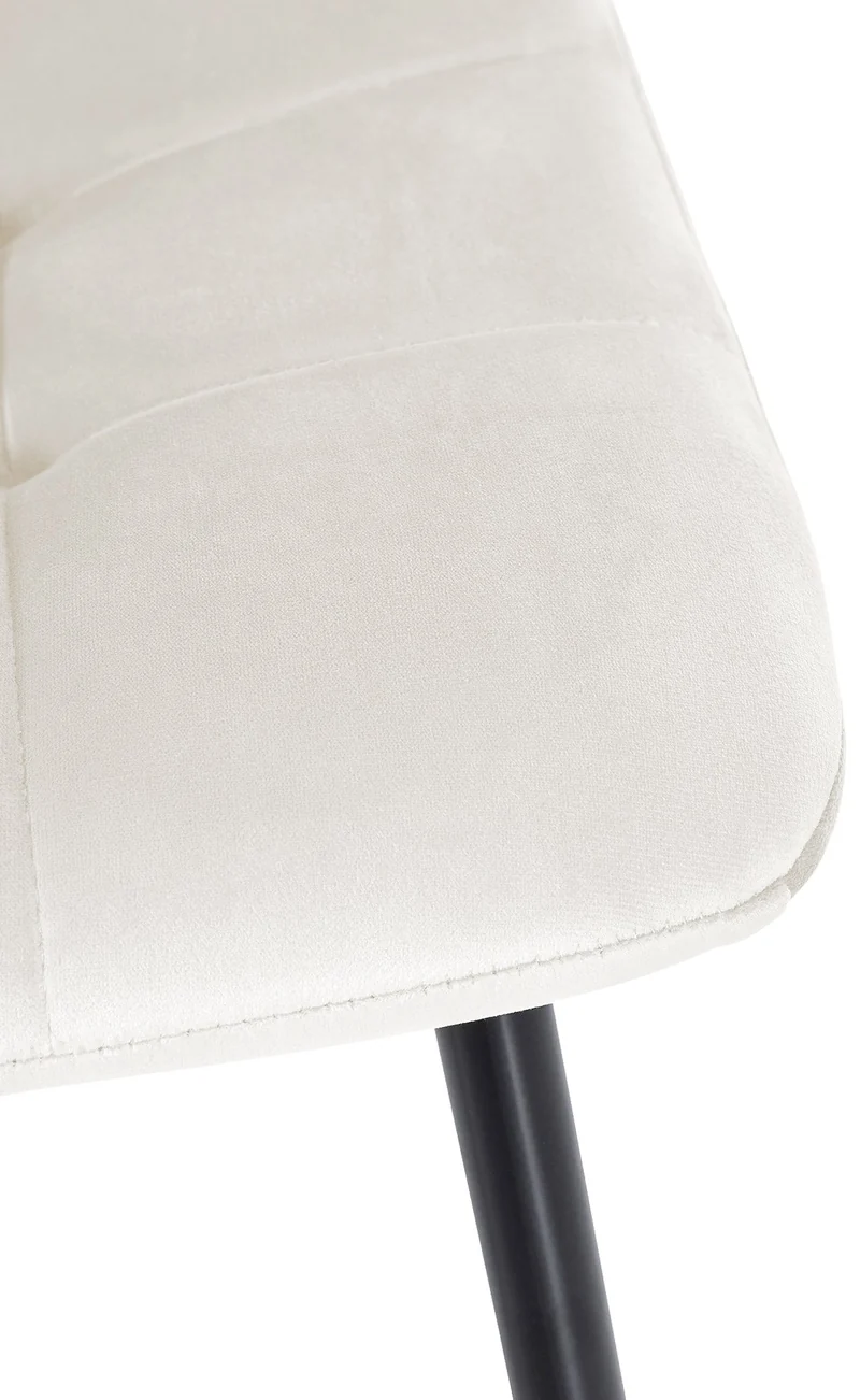 Lot de 4 chaises de salle à manger style moderne et confortable en tissu velours crème et métal noir 10_0001783