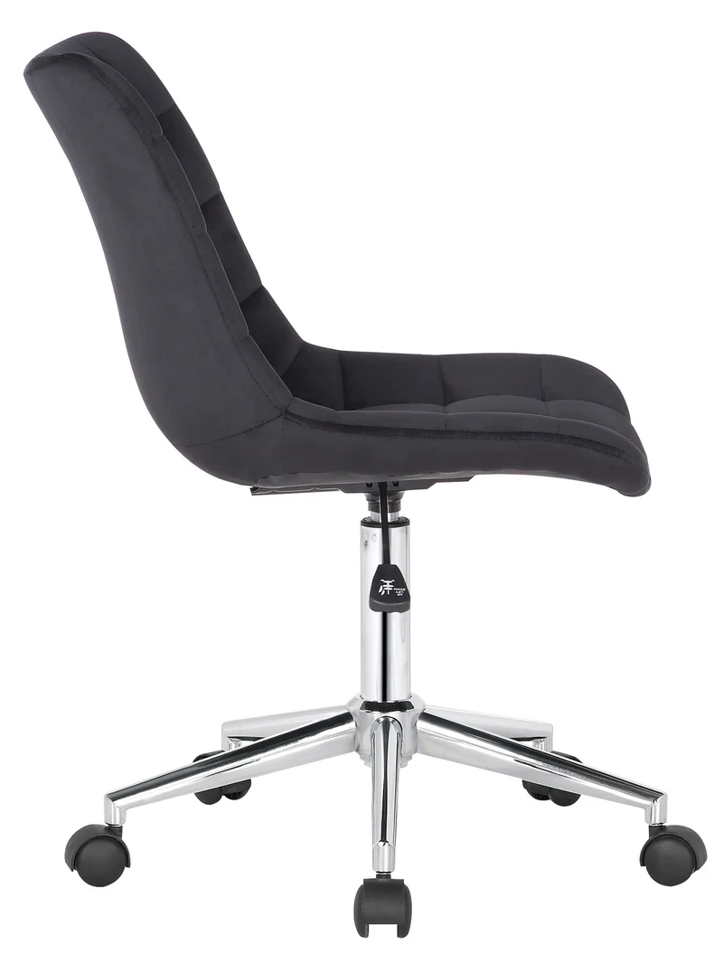 Chaise de bureau en velours noir sur roulettes design moderne hauteur réglable BUR10600