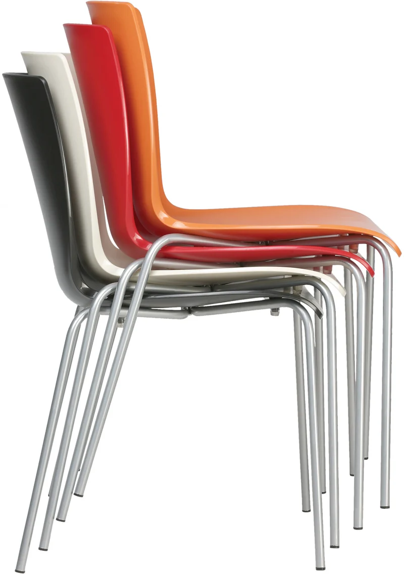 Chaise de cuisine ou véranda empilable pour intérieur ou extérieur assise en plastique blanc cadre en aluminium 10_0000973