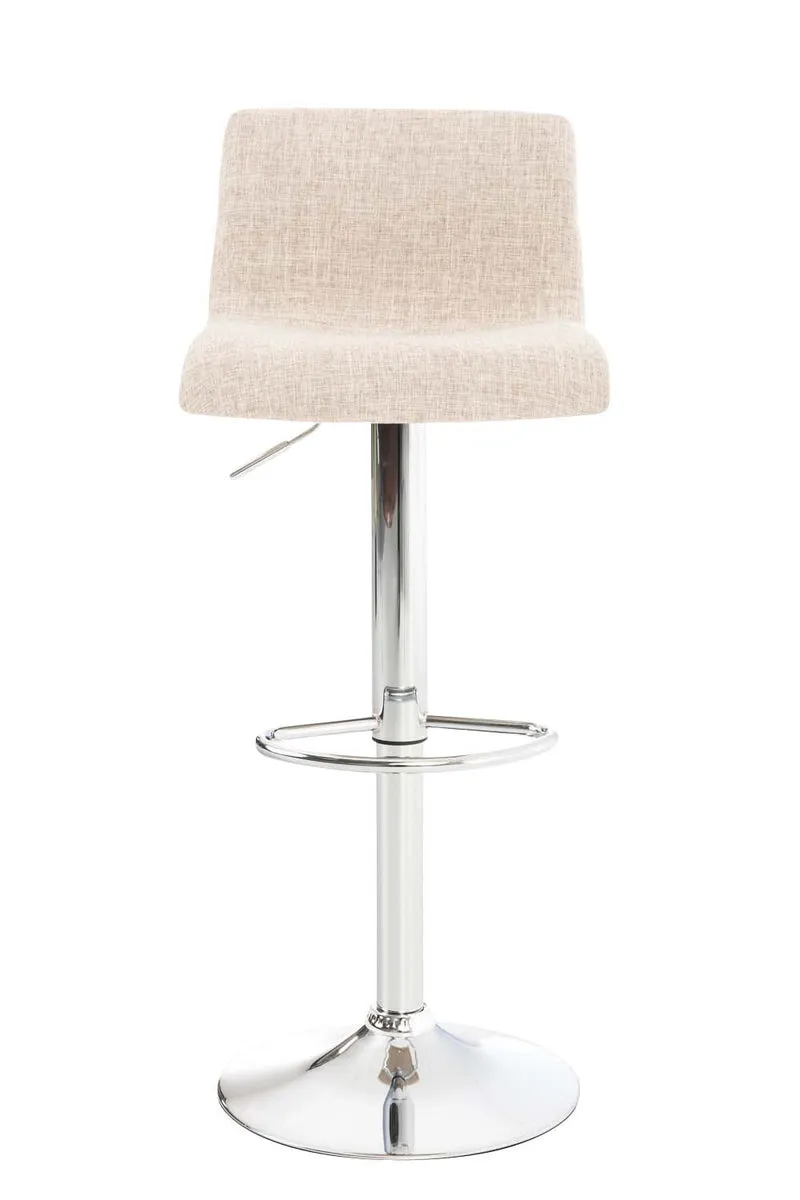 Set de 2 tabourets de bar repose-pied confortable en tissu crème et métal chromé 10_0004205