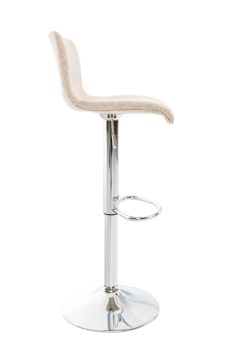 Set de 2 tabourets de bar repose-pied confortable en tissu crème et métal chromé 10_0004205