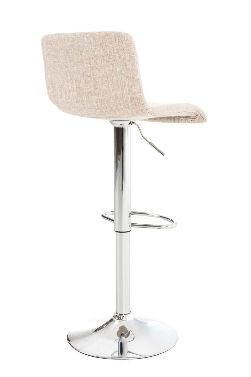 Set de 2 tabourets de bar repose-pied confortable en tissu crème et métal chromé 10_0004205