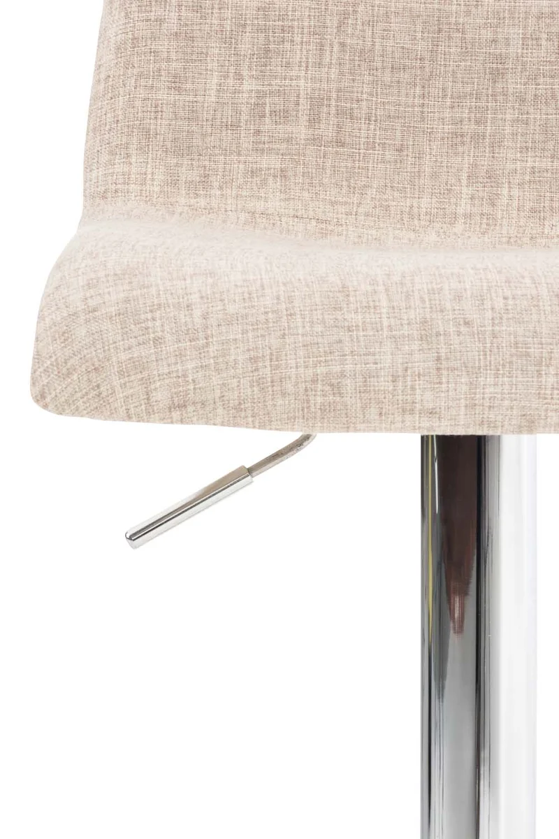 Set de 2 tabourets de bar repose-pied confortable en tissu crème et métal chromé 10_0004205