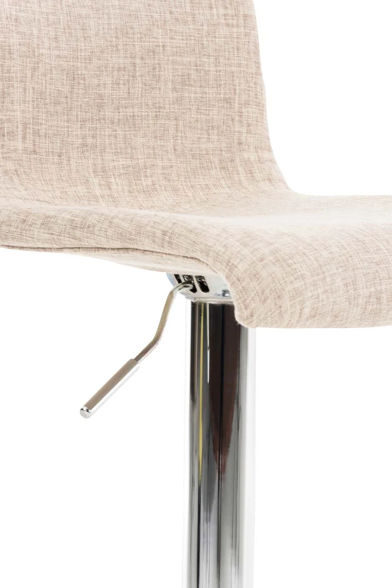 Set de 2 tabourets de bar repose-pied confortable en tissu crème et métal chromé 10_0004205