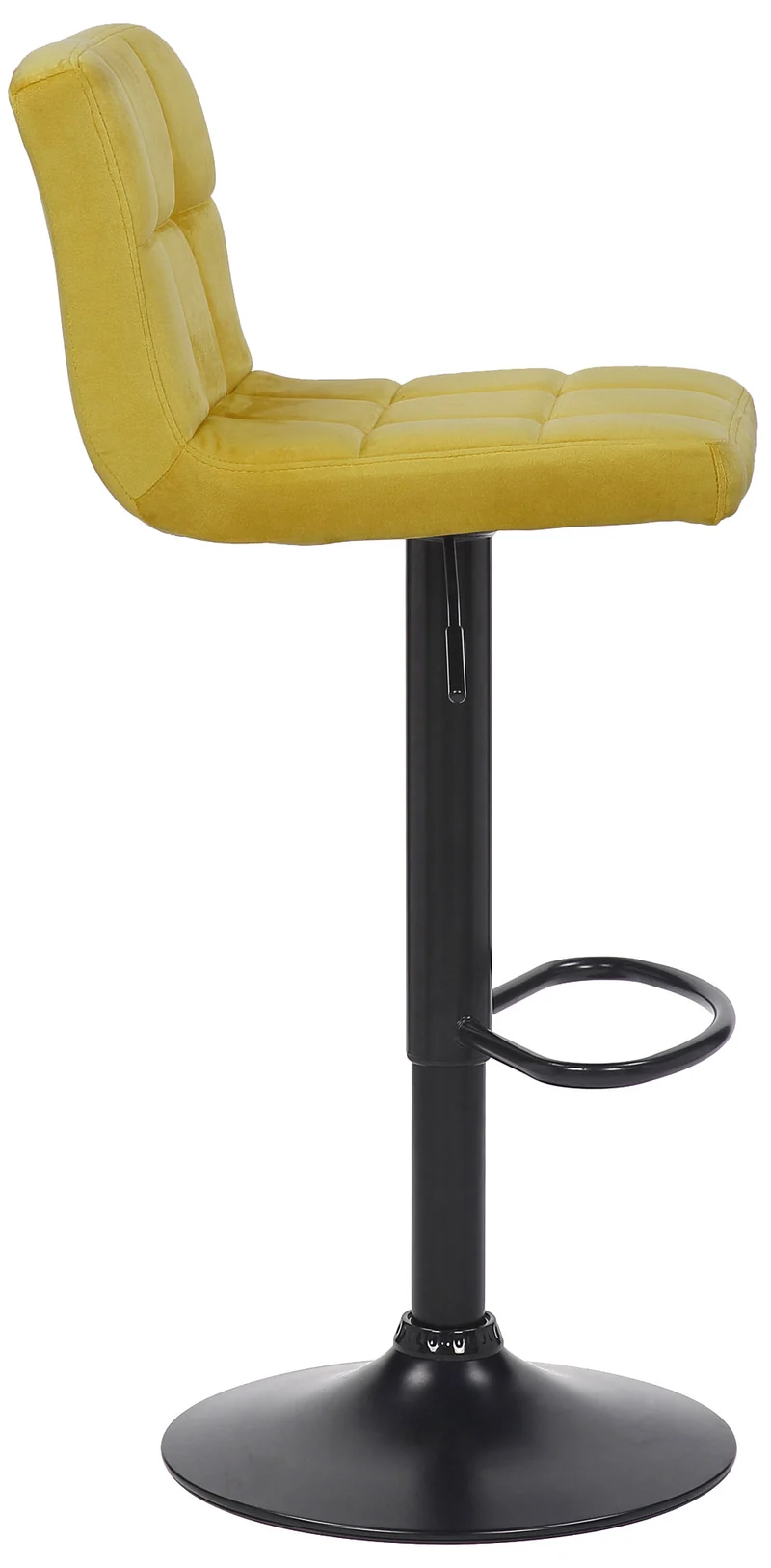 Lot de 2 tabourets de bar en velours jaune coutures décoratives piètement métal noir 10_0004148