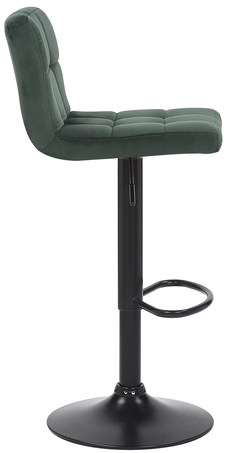 Lot de 2 tabourets de bar en velours vert coutures décoratives piètement métal noir 10_0004145