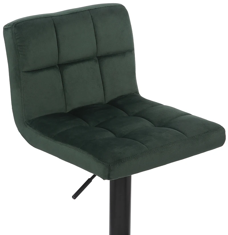 Lot de 2 tabourets de bar en velours vert coutures décoratives piètement métal noir 10_0004145