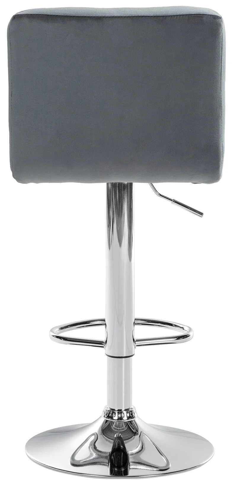 Lot de 2 tabourets de bar en velours gris foncé avec coutures décoratives pied en trompette métal chromé 10_0004390