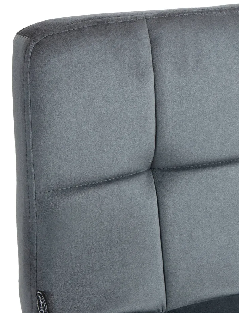 Lot de 2 tabourets de bar en velours gris foncé avec coutures décoratives pied en trompette métal chromé 10_0004390