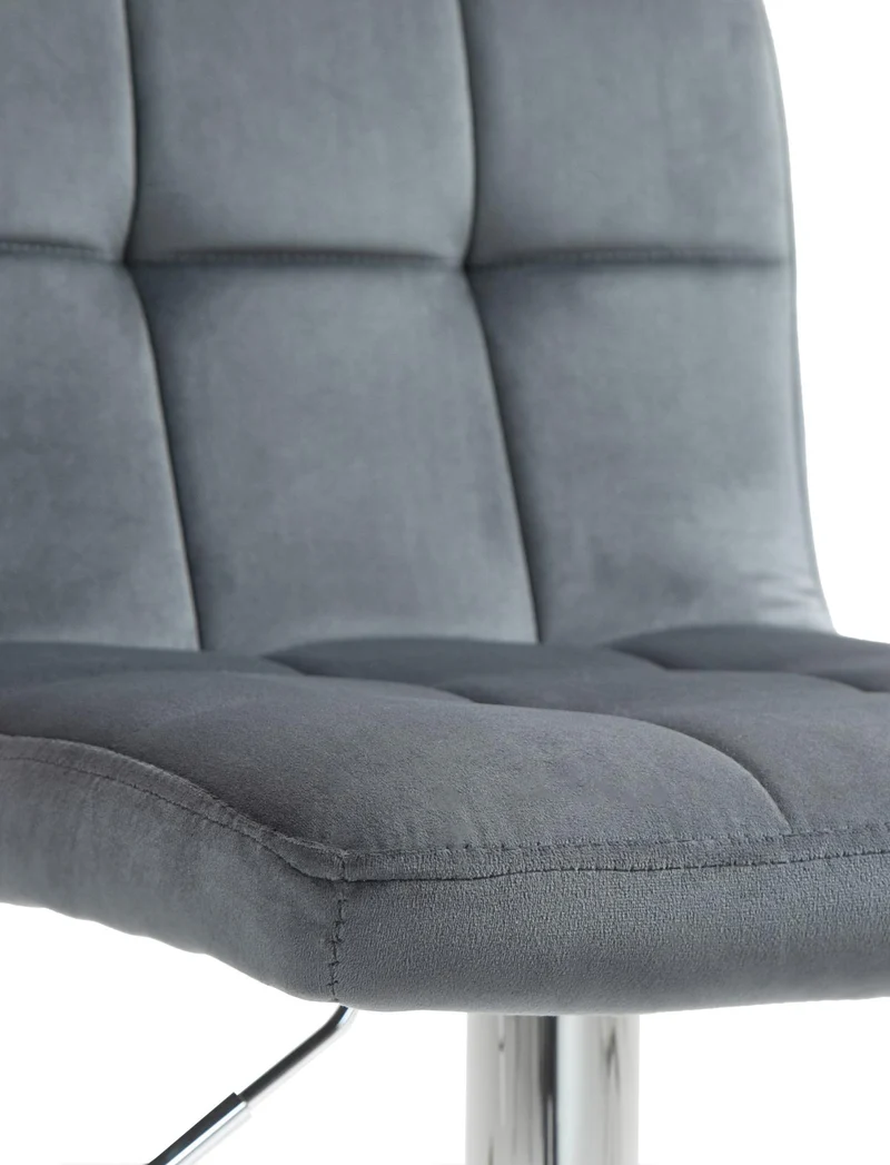 Lot de 2 tabourets de bar en velours gris foncé avec coutures décoratives pied en trompette métal chromé 10_0004390