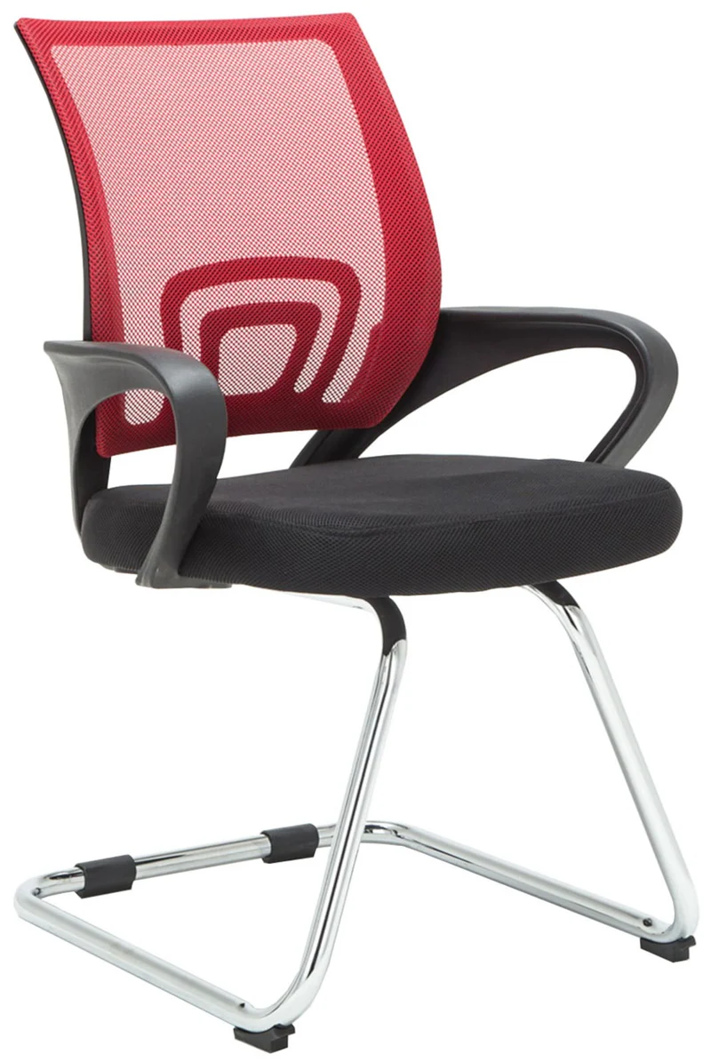 Lot de 2 chaises visiteurs dossiers ergonomiques incurvés en tissu rougecadre en métal chromé 10_0006114
