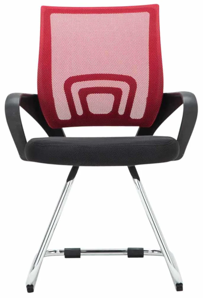 Lot de 2 chaises visiteurs dossiers ergonomiques incurvés en tissu rougecadre en métal chromé 10_0006114