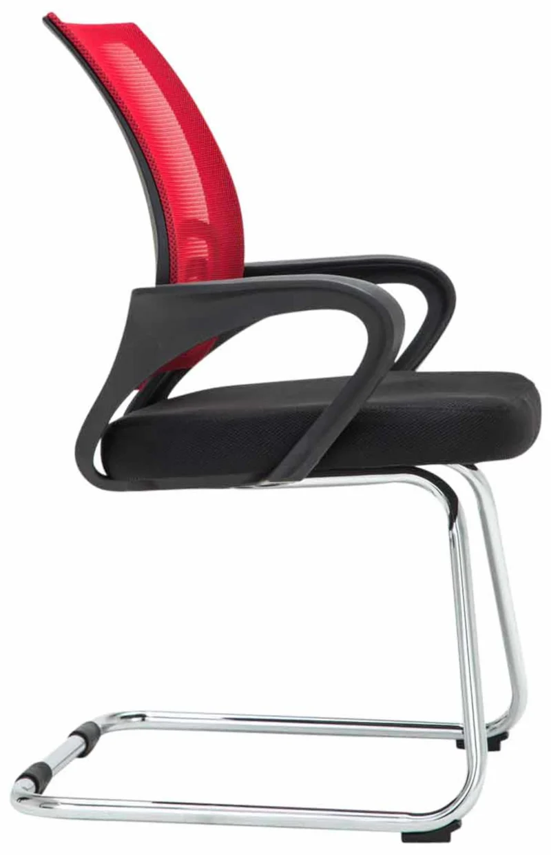 Lot de 2 chaises visiteurs dossiers ergonomiques incurvés en tissu rougecadre en métal chromé 10_0006114