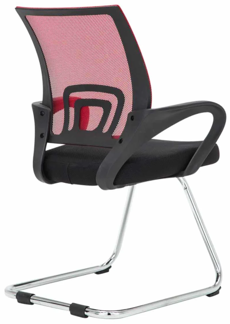 Lot de 2 chaises visiteurs dossiers ergonomiques incurvés en tissu rougecadre en métal chromé 10_0006114