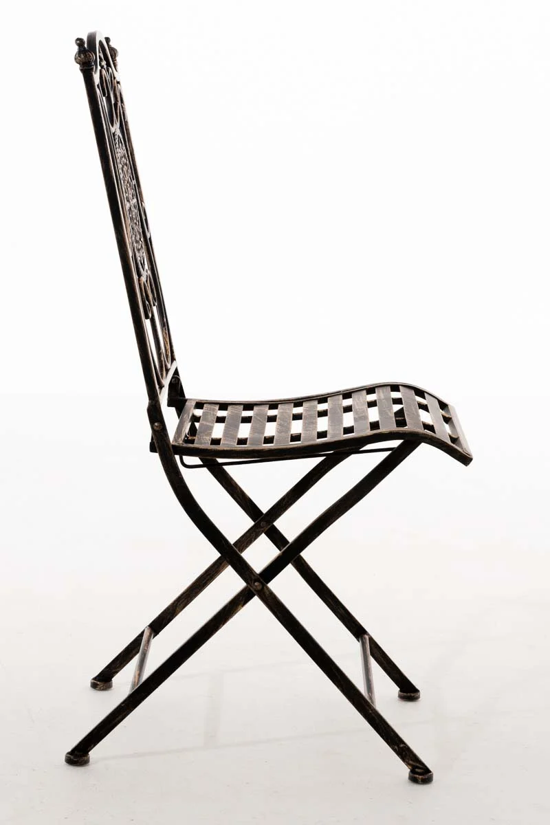 Chaise de jardin balcon terrasse design rustique pliable en métal bronze 10_0003037