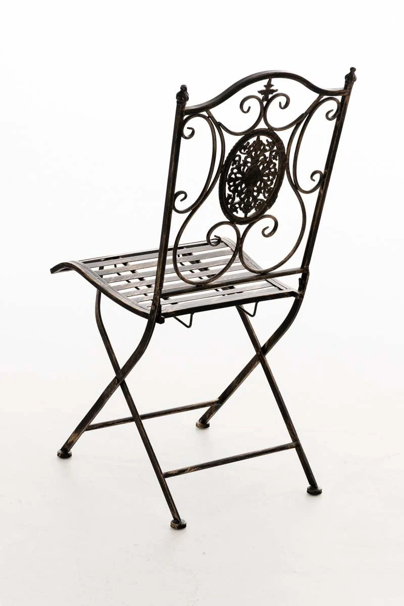 Chaise de jardin balcon terrasse design rustique pliable en métal bronze 10_0003037