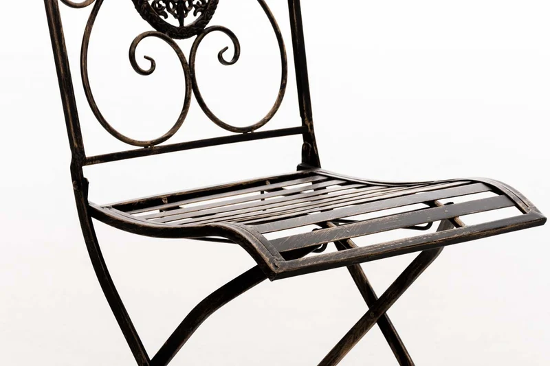 Chaise de jardin balcon terrasse design rustique pliable en métal bronze 10_0003037