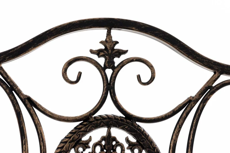 Ensemble table avec deux chaises de jardin design rustique en métal métal bronze 10_0002985