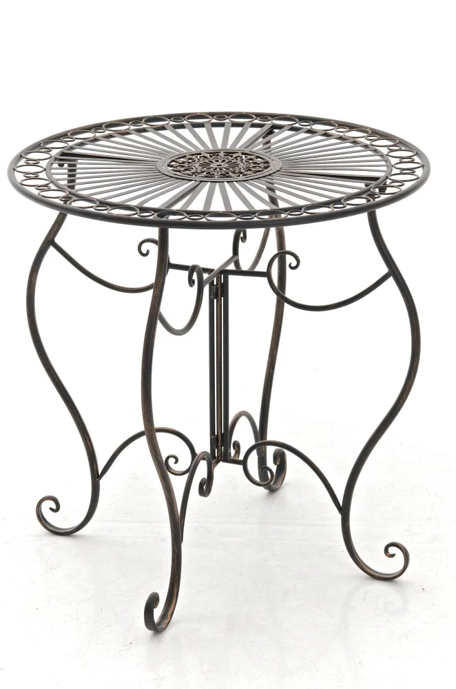 Ensemble table avec deux chaises de jardin design rustique en métal métal bronze 10_0002985