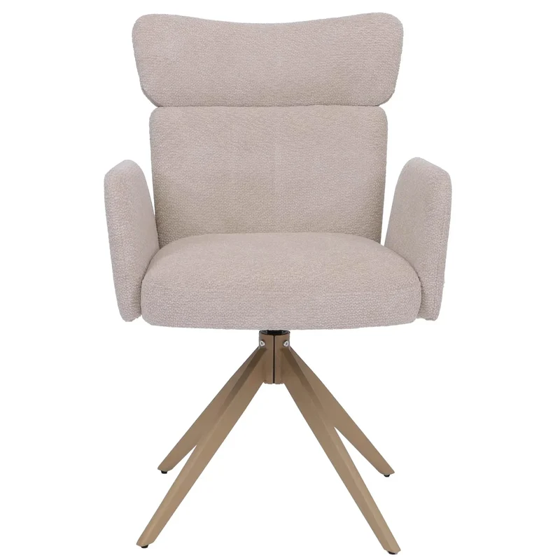 Lot de 2 chaises de salle à manger design moderne rotatives 92 x 63 x 58 cm avec assise confortable en tissu bouclé beige 04_0008824