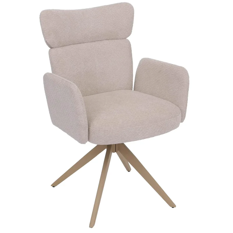 Lot de 2 chaises de salle à manger design moderne rotatives 92 x 63 x 58 cm avec assise confortable en tissu bouclé beige 04_0008824