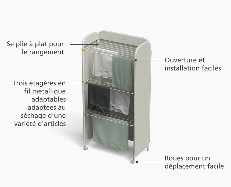 Séchoir à linge à 3 niveaux avec panneaux Eclipse™