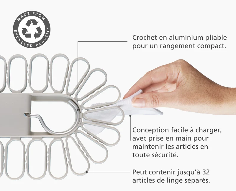 Cintre de séchage écru à accroche rapide Petal™, 32 pièces