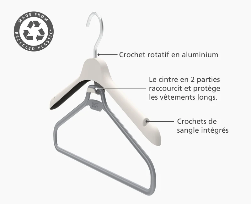 Ensemble de 2 cintres écrus pour vêtements longs Orderly™