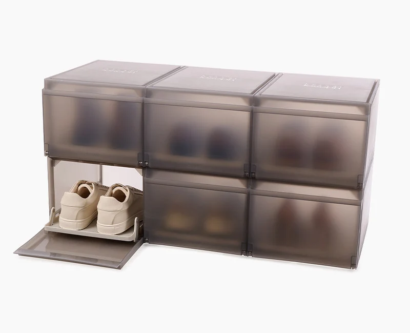 Boîtes Range-Chaussures Empilables Grises de 6 Pièces ShoeCase