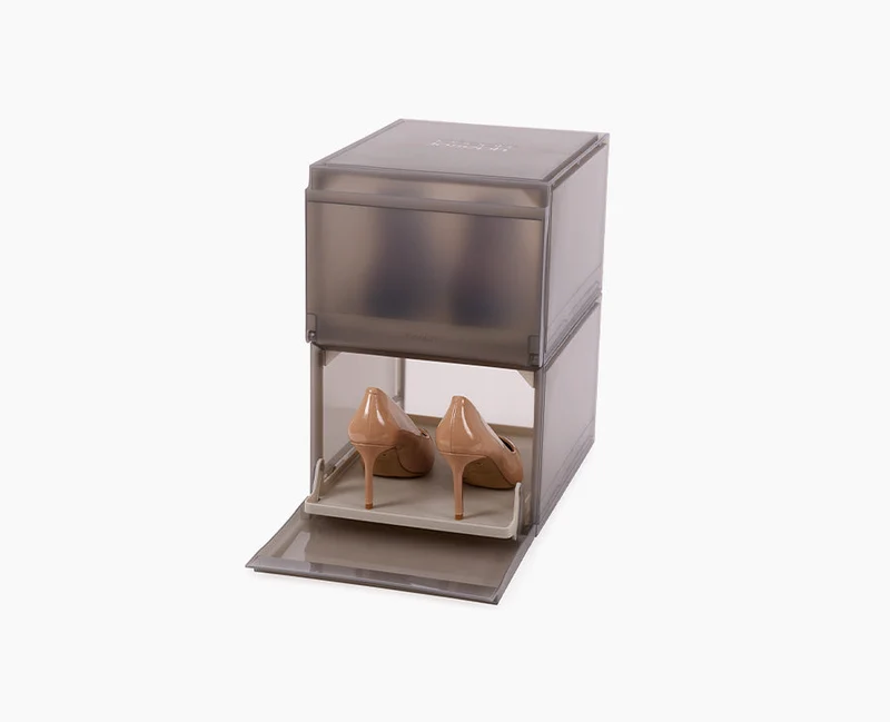 Boîtes Range-Chaussures Empilables Grises de 2 Pièces ShoeCase