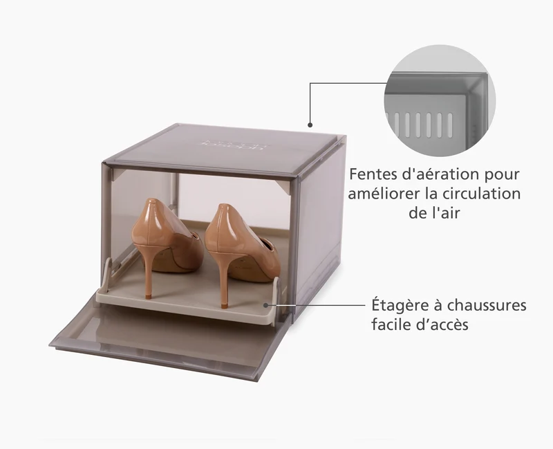 Boîtes Range-Chaussures Empilables Grises de 2 Pièces ShoeCase