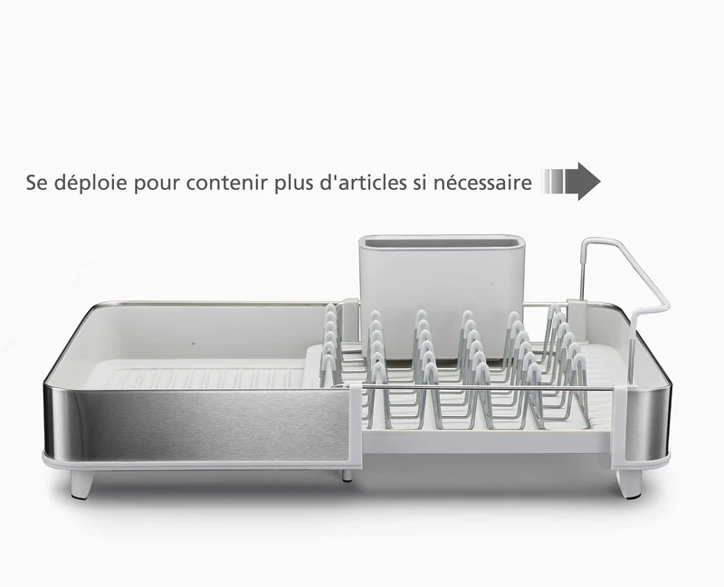 Égouttoir à vaisselle extensible en acier Extend™ couleur pierre