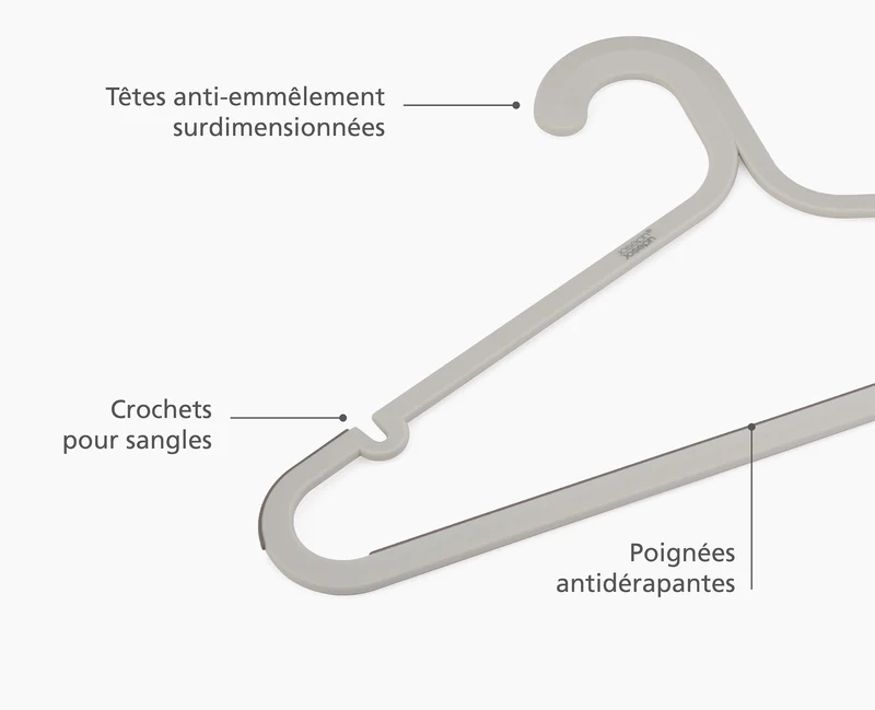 Ensemble de 5 cintres anti-enchevêtrement Orderly™ écrus