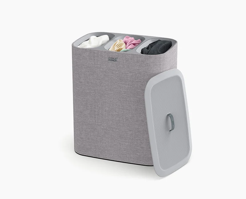 Panier à Linge 3 Compartiments Gris 90L Tota Trio
