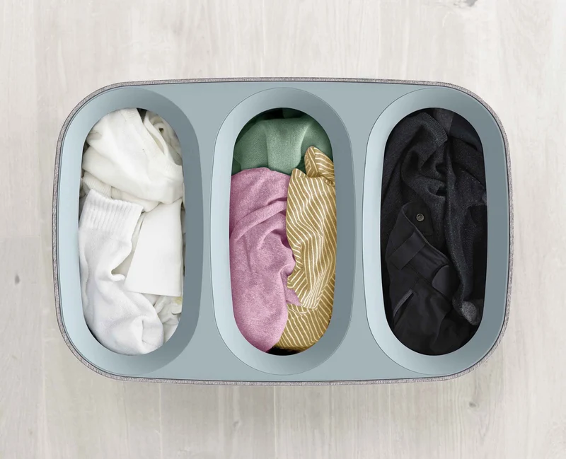Panier à Linge 3 Compartiments Gris 90L Tota Trio