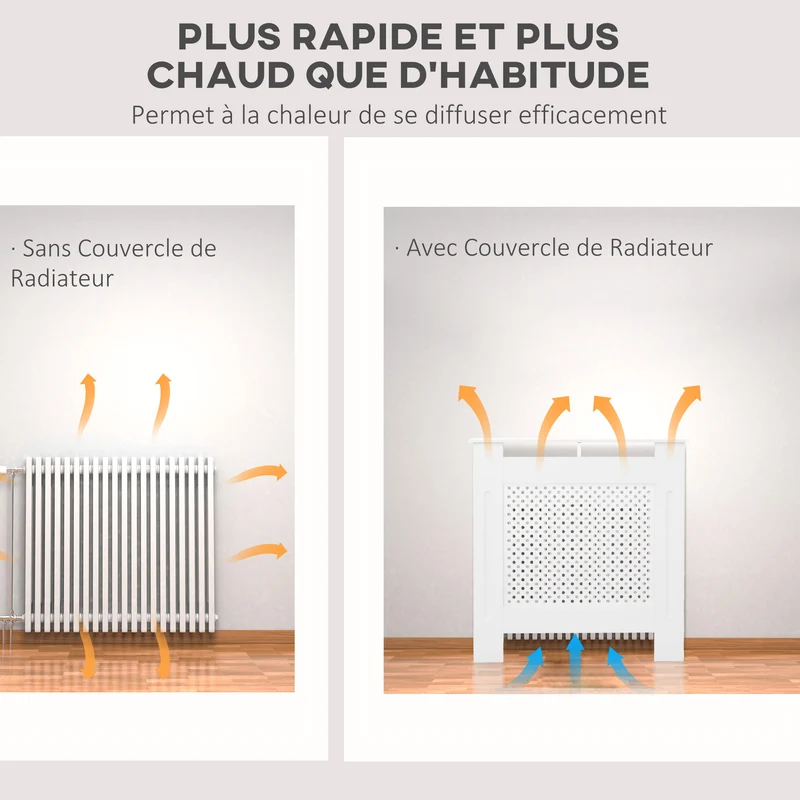 Cache-radiateur salon couloir 78 x 19 x 82 cm protection des mains et rangement pratique contemporain épuré en MDF blanc 21_0001098