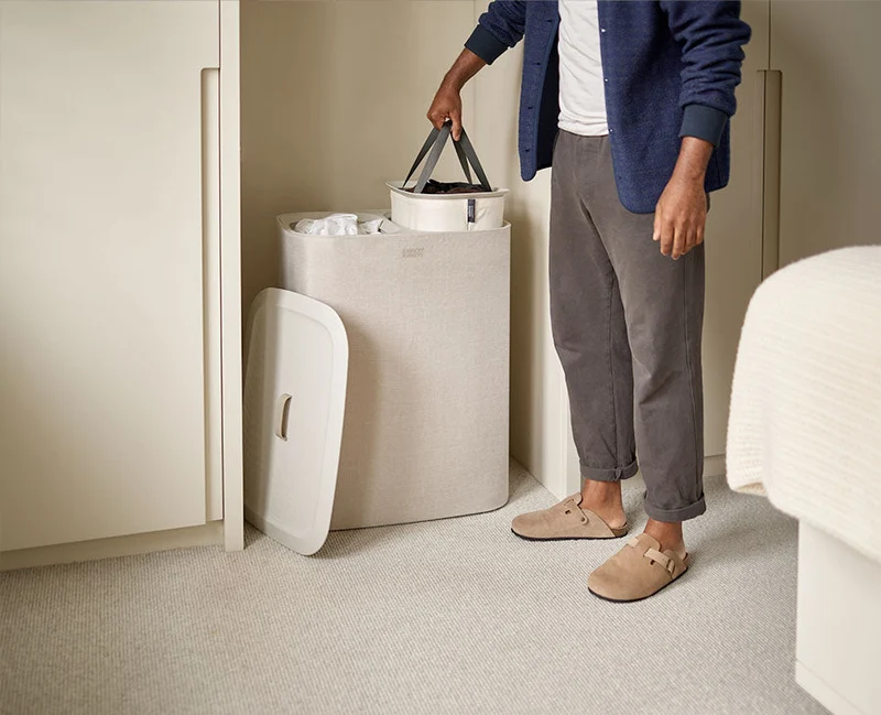 Panier à Linge Double Écru 90L Tota