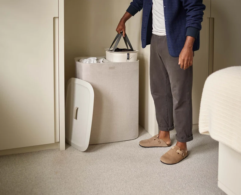 Panier à Linge Double Écru 90L Tota