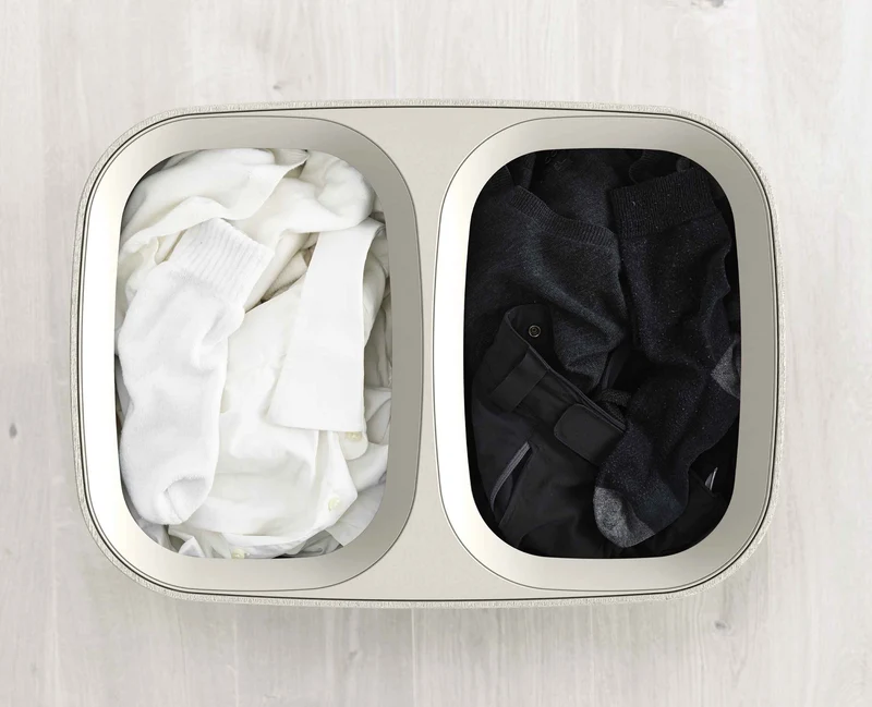 Panier à Linge Double Écru 90L Tota