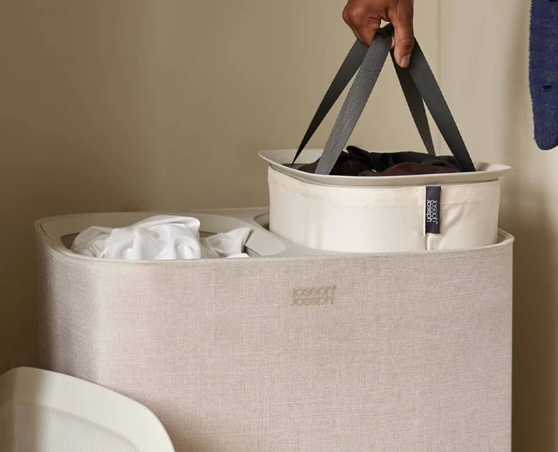 Panier à Linge Double Écru 90L Tota