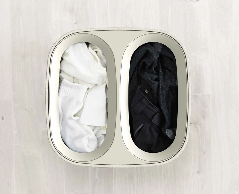 Panier Linge Double Compartiment 60L Tota Écru