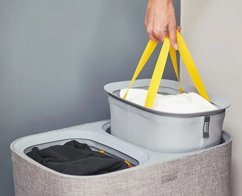 Panier à Linge Double Gris 90L Tota