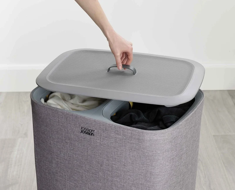 Panier à Linge Double Gris 90L Tota