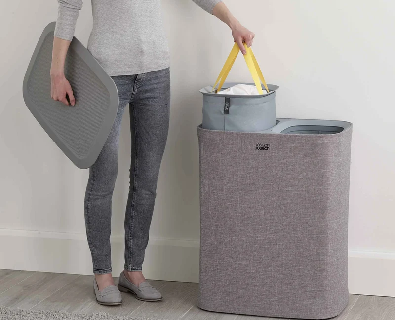 Panier à Linge Double Gris 90L Tota