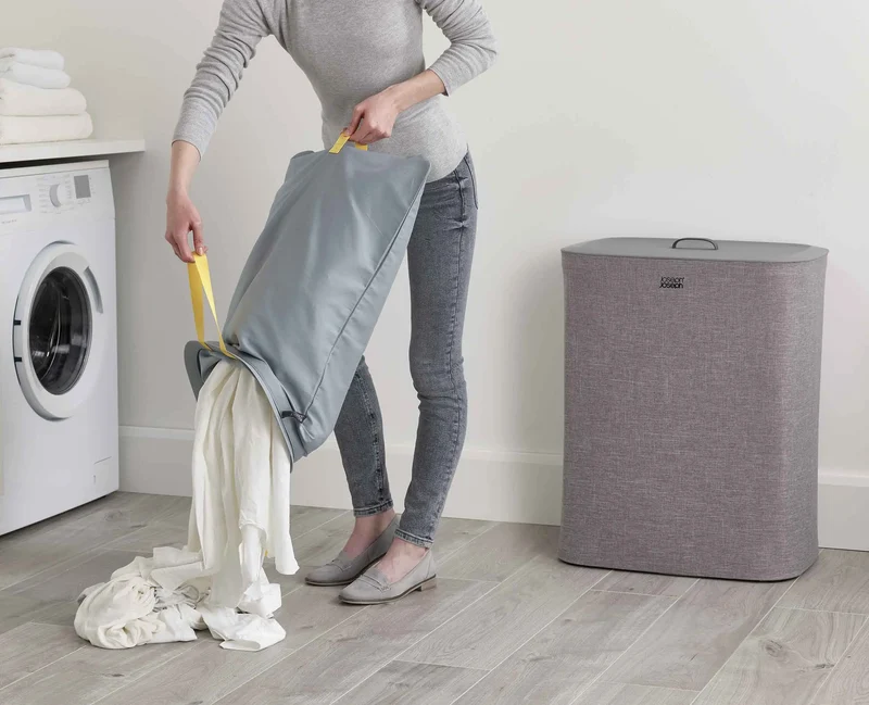 Panier à Linge Double Gris 90L Tota