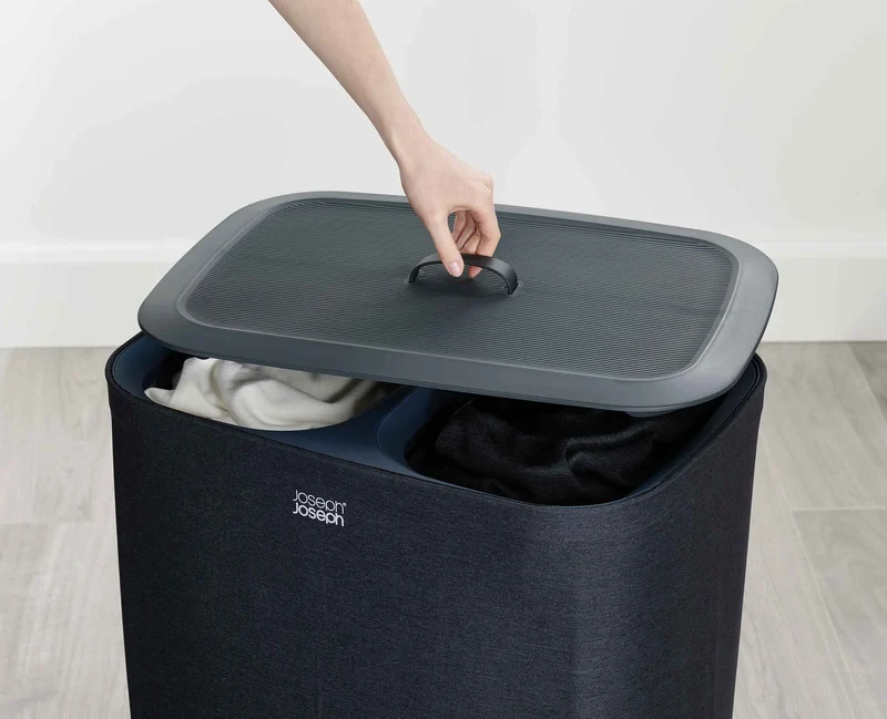 Panier à Linge Double Noir 90L Tota