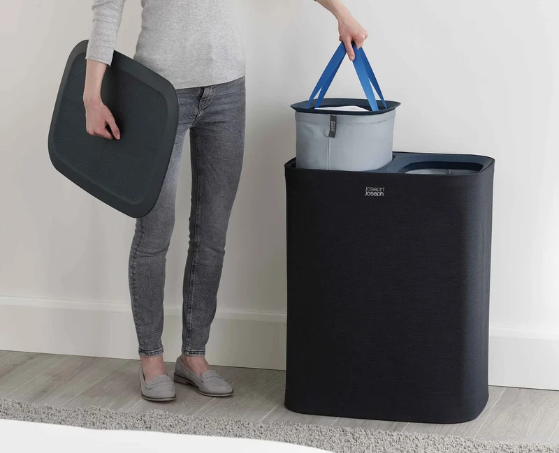 Panier à Linge Double Noir 90L Tota