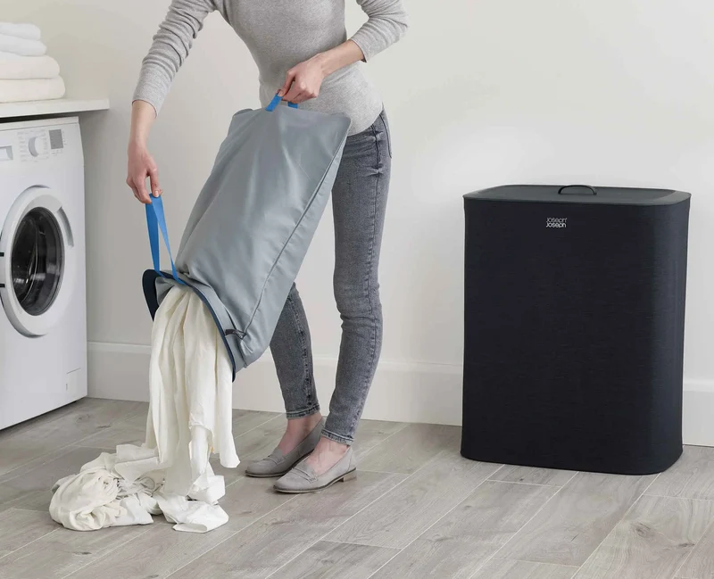Panier à Linge Double Noir 90L Tota