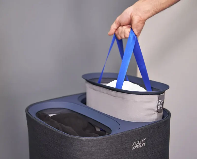 Panier à Linge Deux Compartiments 60L Tota Noir